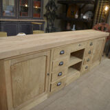 Buffet enfilade à 2 portes et 9 tiroirs en chêne
