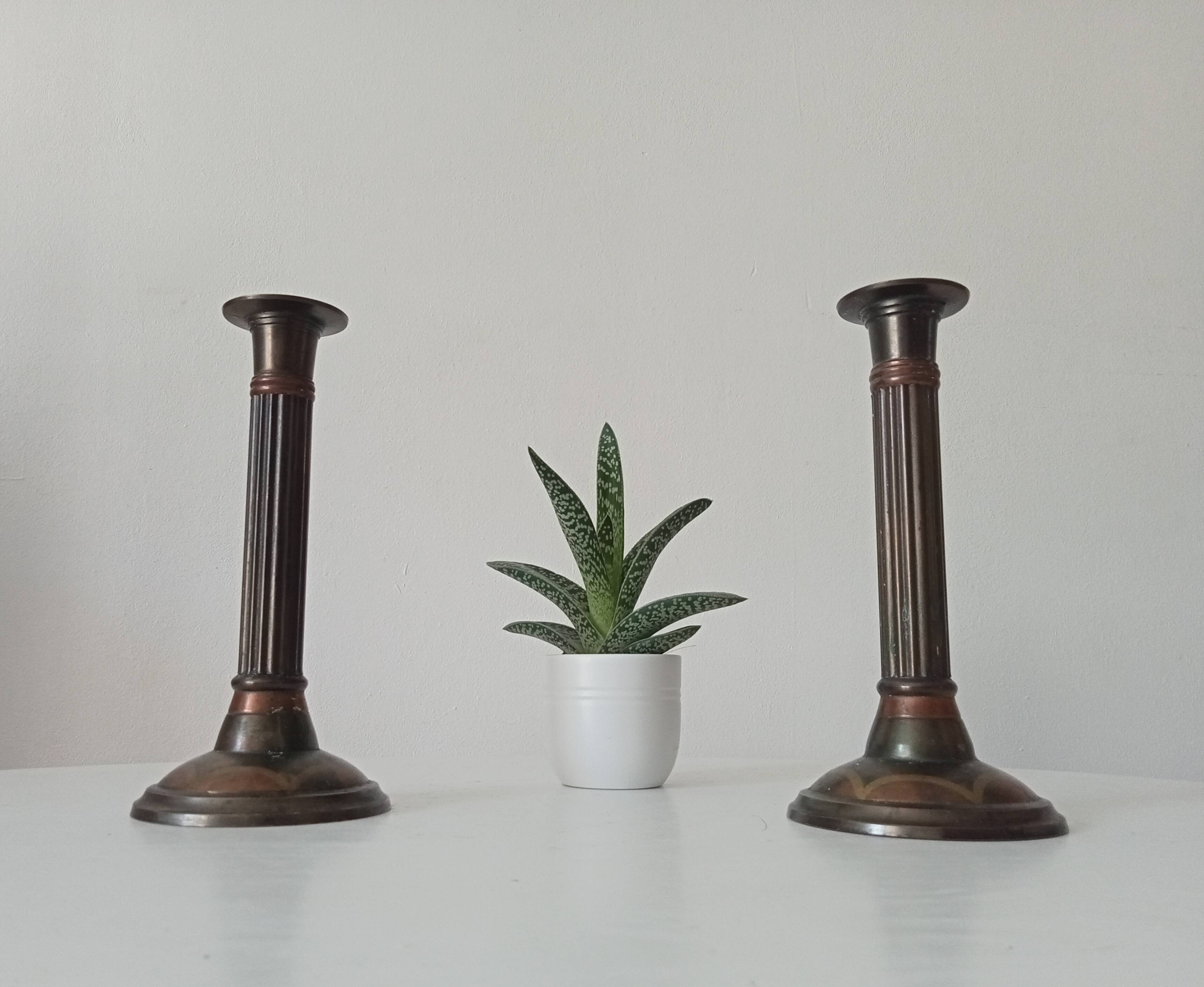 Pair of antique neoclassical candlesticks