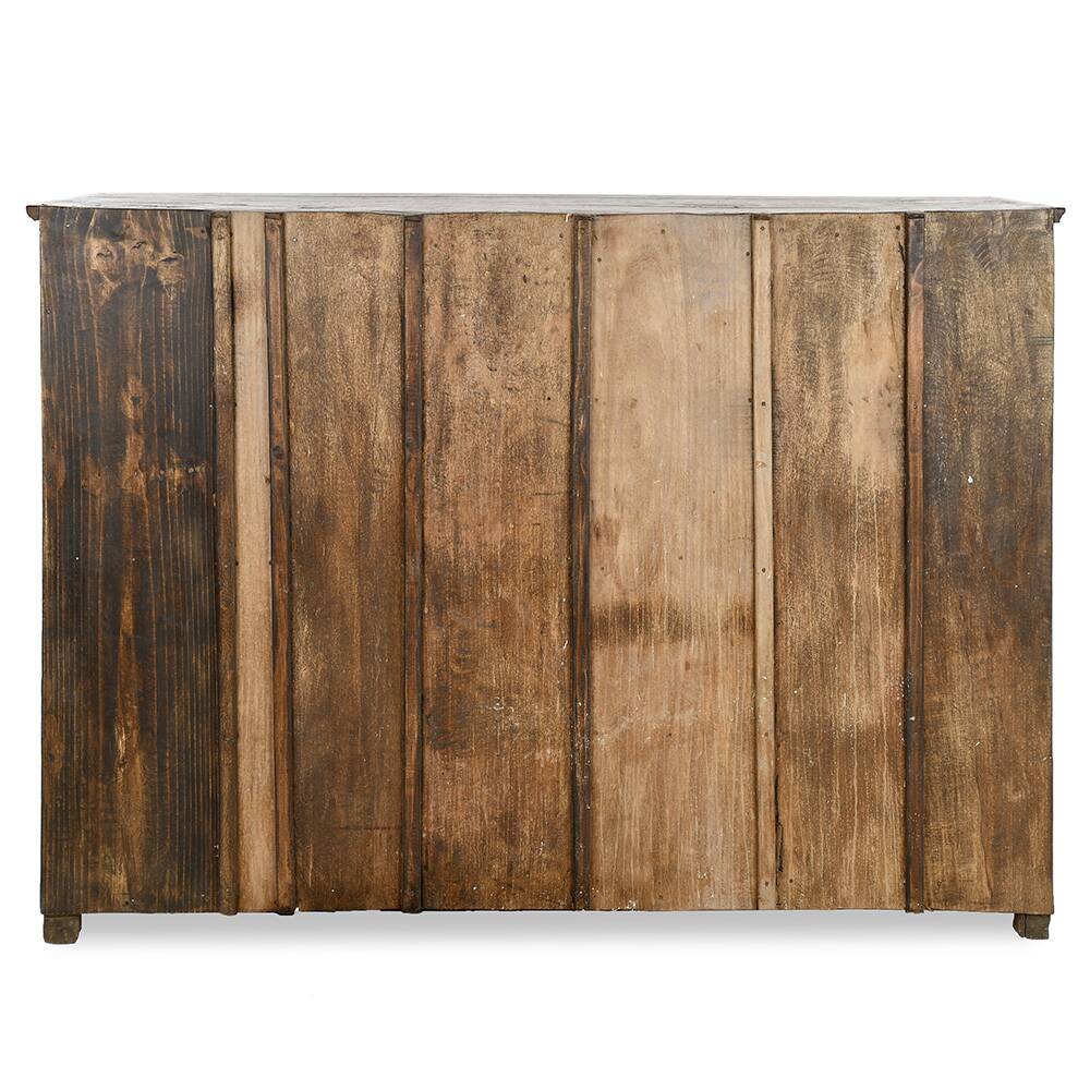 Glazed sideboard in patinated solid wood