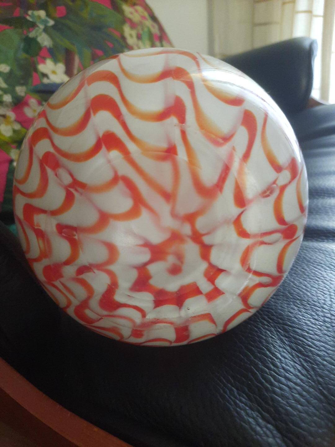Large opaline glass vase, blown Italian, attributed to the production of Opal.