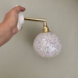 Vintage globe wall lamp in white Clichy glass