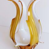 Mid-Century Modern Murano Glass Vase, Amber & Opal, Italy, 1960s