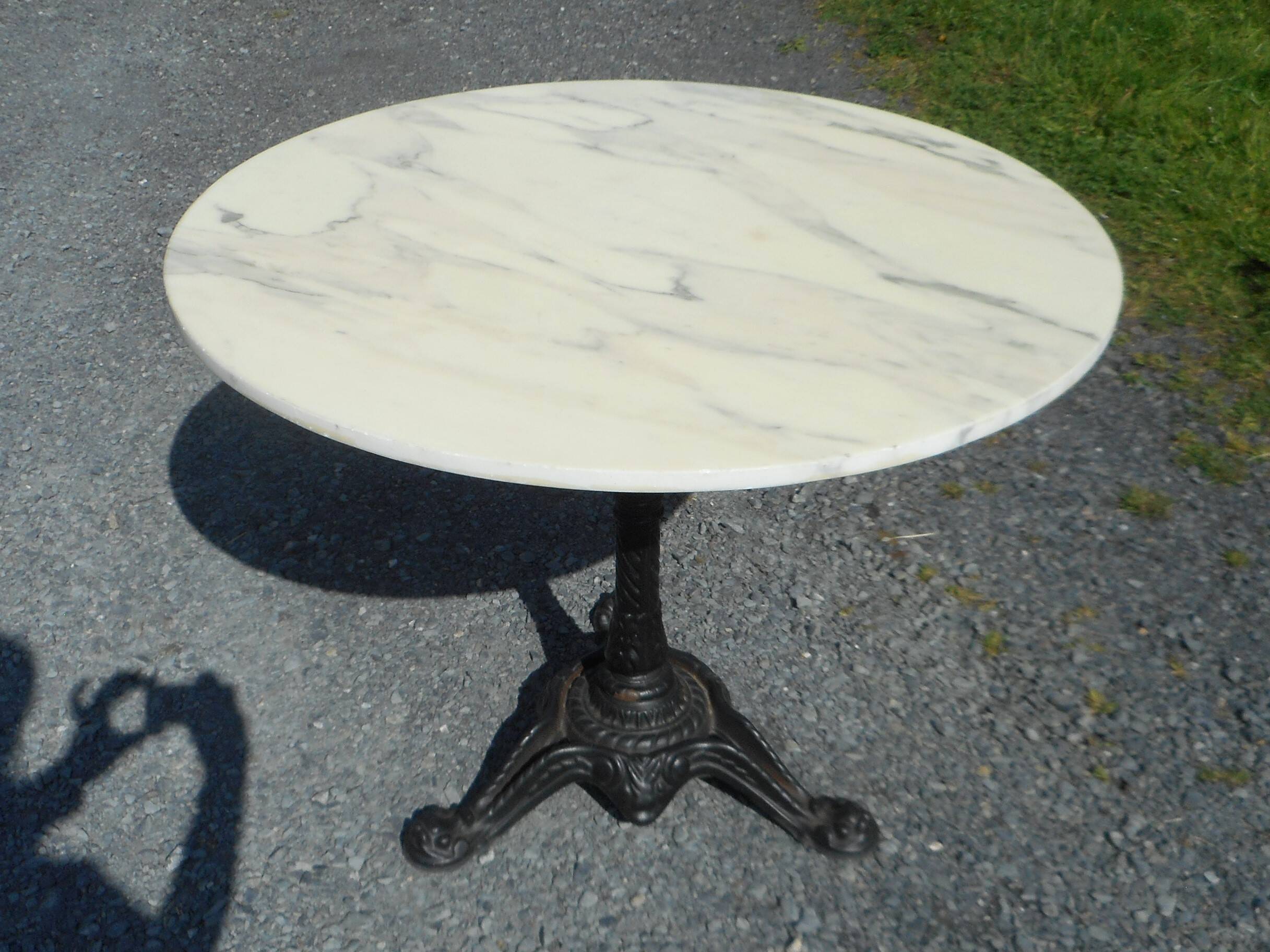 large pedestal table bistro table with marble top 90cm