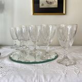 6 large antique engraved glasses for wine or water