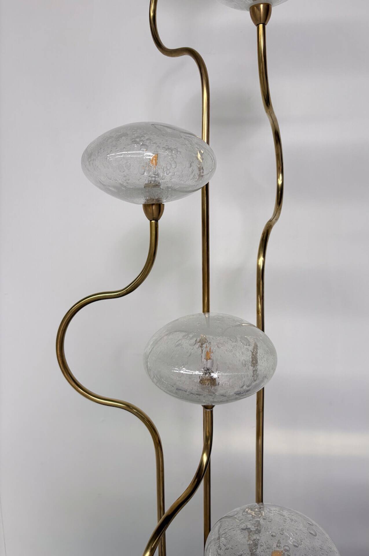 Contemporary Floor Lamp, Brass and Glass, Italy