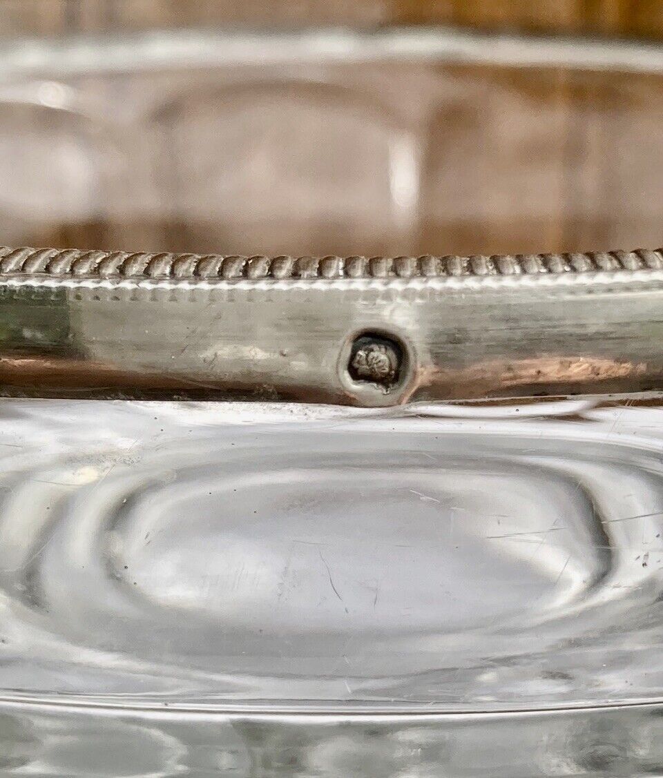 Art Deco fruit bowl with silver Minerva frame, Val Saint Lambert