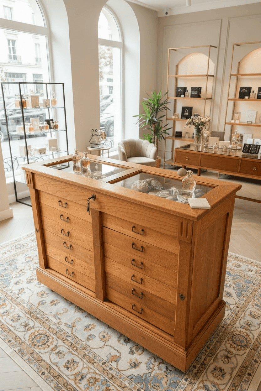Meuble vitrine de commerce 1900
