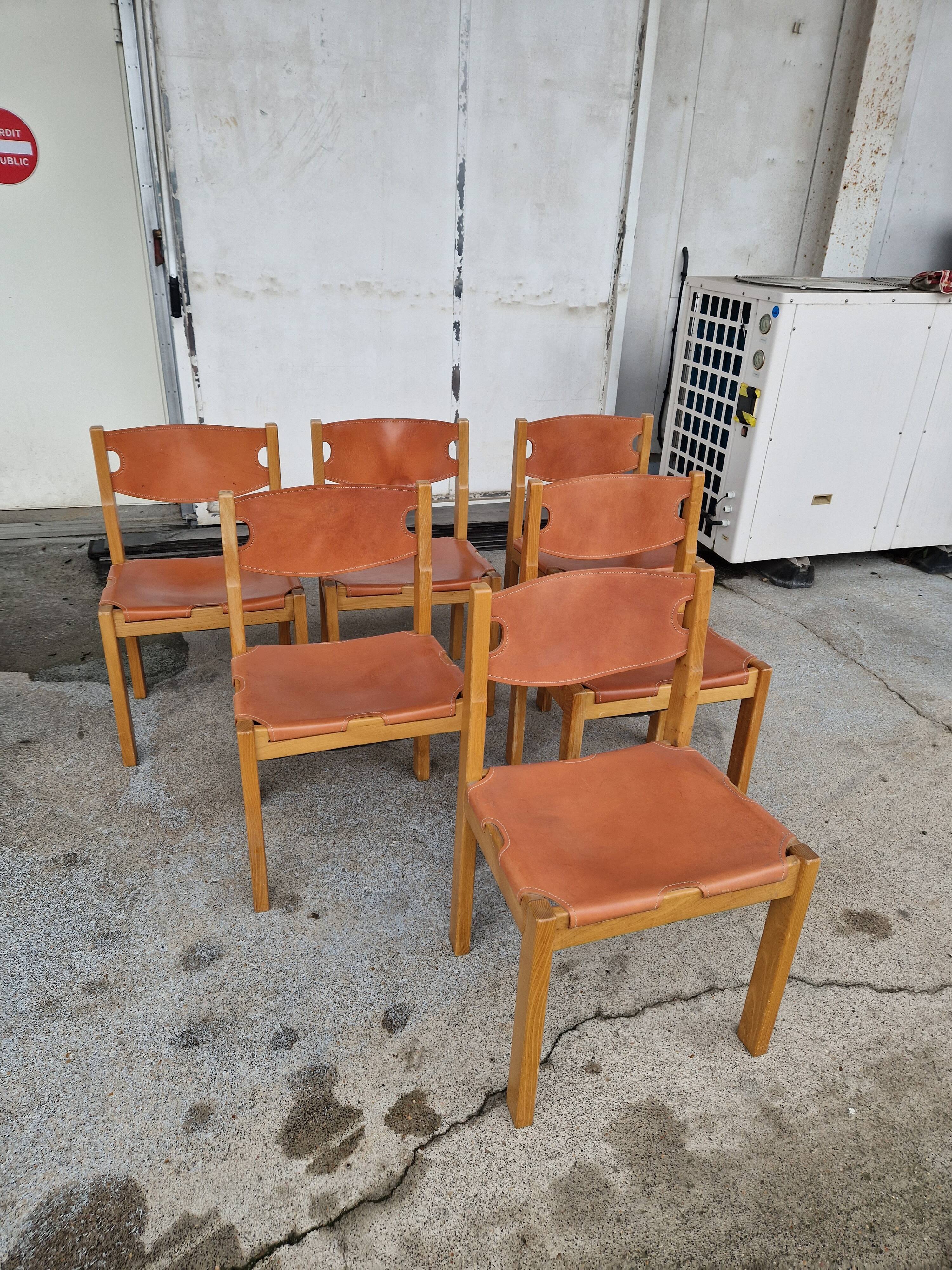 Vintage elm chair by Maison Regain, France 1980
