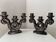 Pair of vintage iridescent black candlesticks, Vallauris style
