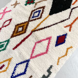 Moroccan berber carpet azilal ecru with multicolored patterns 180x101cm