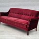 1960s, Danish 3 seater sofa, original good condition, furniture velour, beech wood .