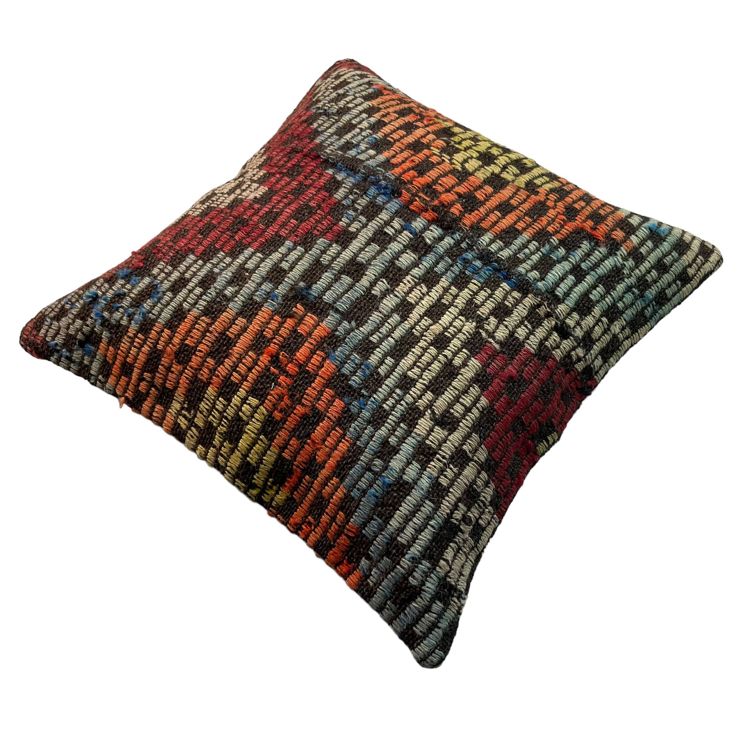 VINTAGE TURKISH KILIM CUSHION COVER , 45 X 45 CM