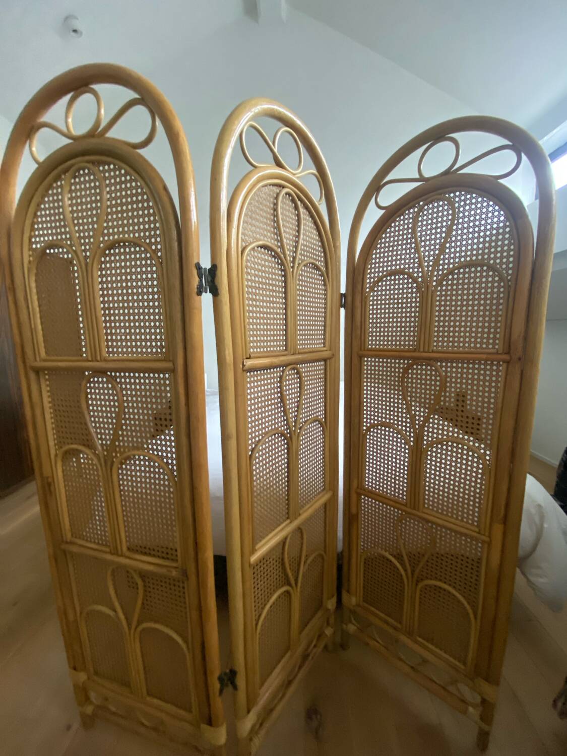 Vintage Italian rattan and bamboo room divider
