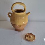 Glazed terracotta jug with lid
