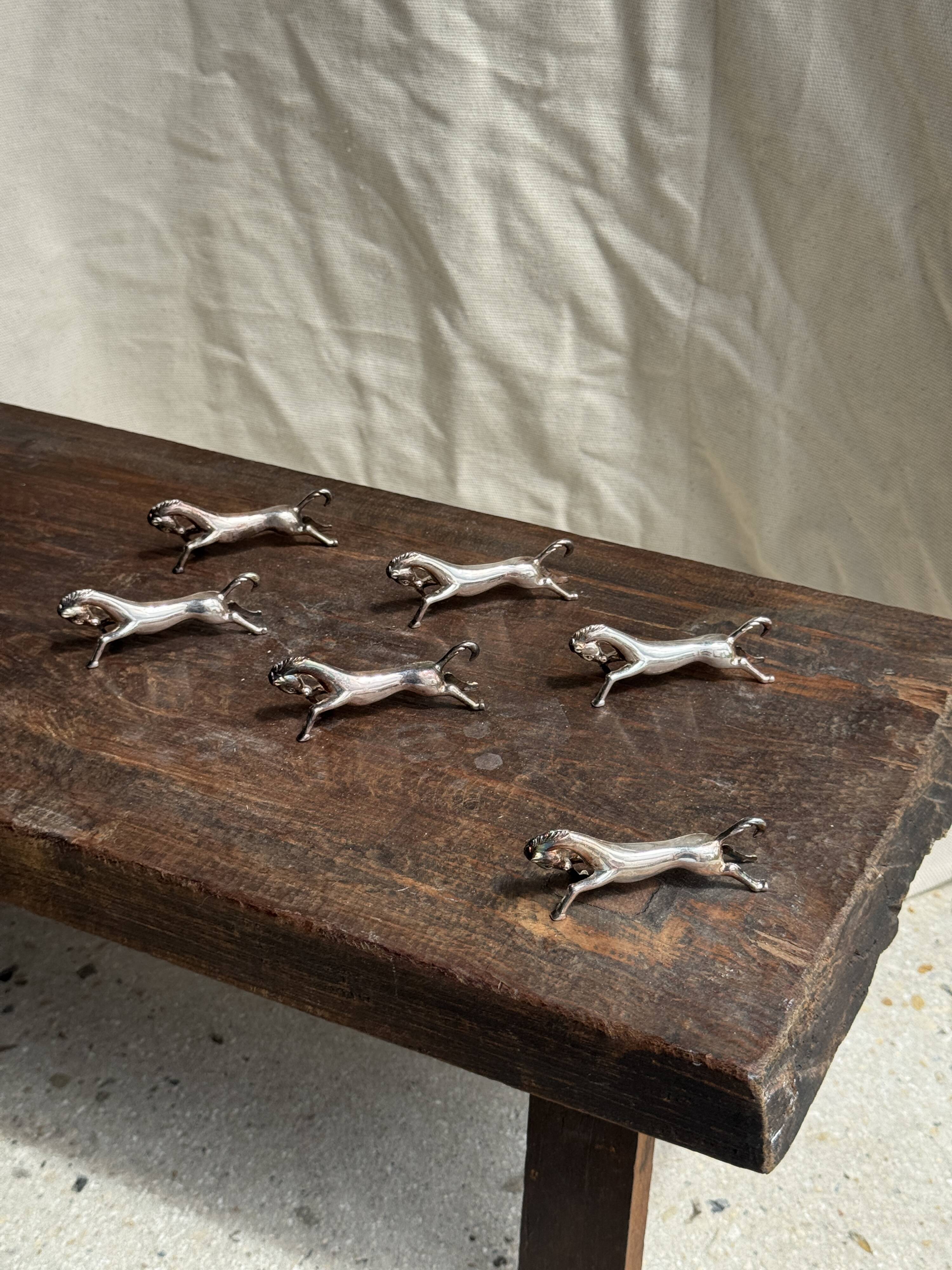 Set of 6 silver-plated horse knife rests L8 H2