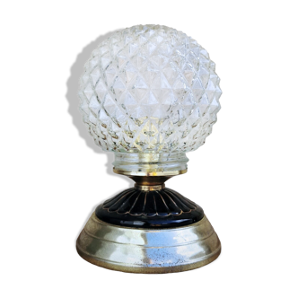 Table lamp, old vintage globe in chiseled glass
