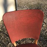 6 Chaises vintage 1970 en skaï rouge