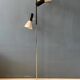 Vintage black mid-century floor lamp with two aluminum spots