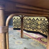 Garden furniture in rattan table and 4 armchairs
