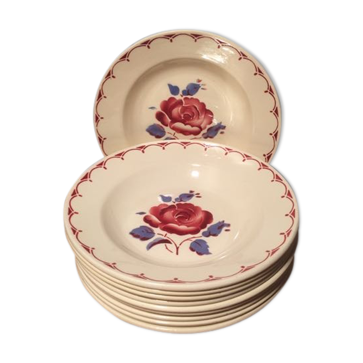 Suite of 10 plates empty "Badonvillers"