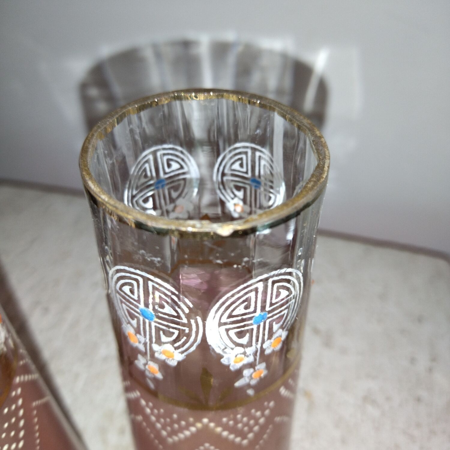 Pair of enamelled glass vases