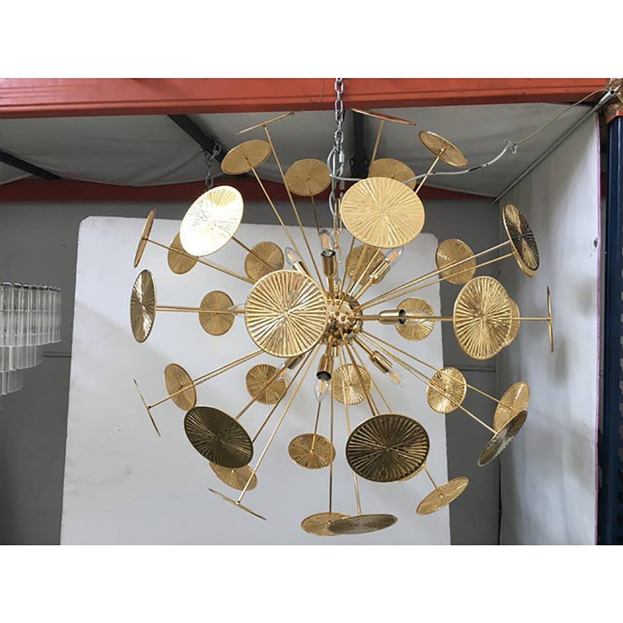 Handmade Hammered Sputnik Chandelier in Gold