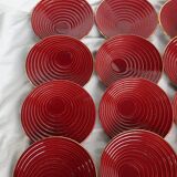 12 vintage red and gold dessert plates