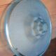 Vintage Art Deco ceiling light, suspension bowl with geometric patterns, blue dish, interior decor.