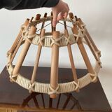 Large wooden and rope pendant light