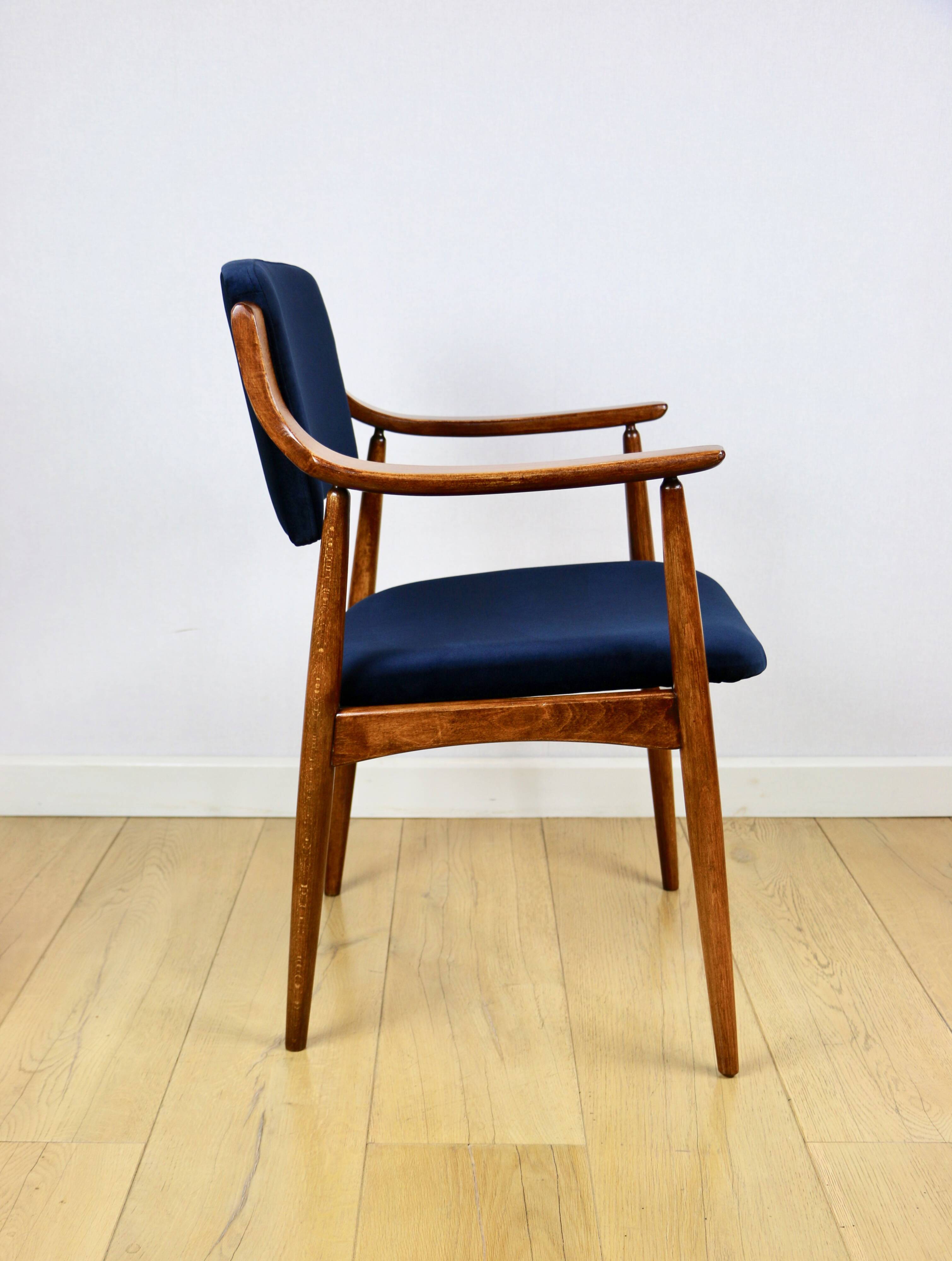 Danish office armchair vintage - navy blue