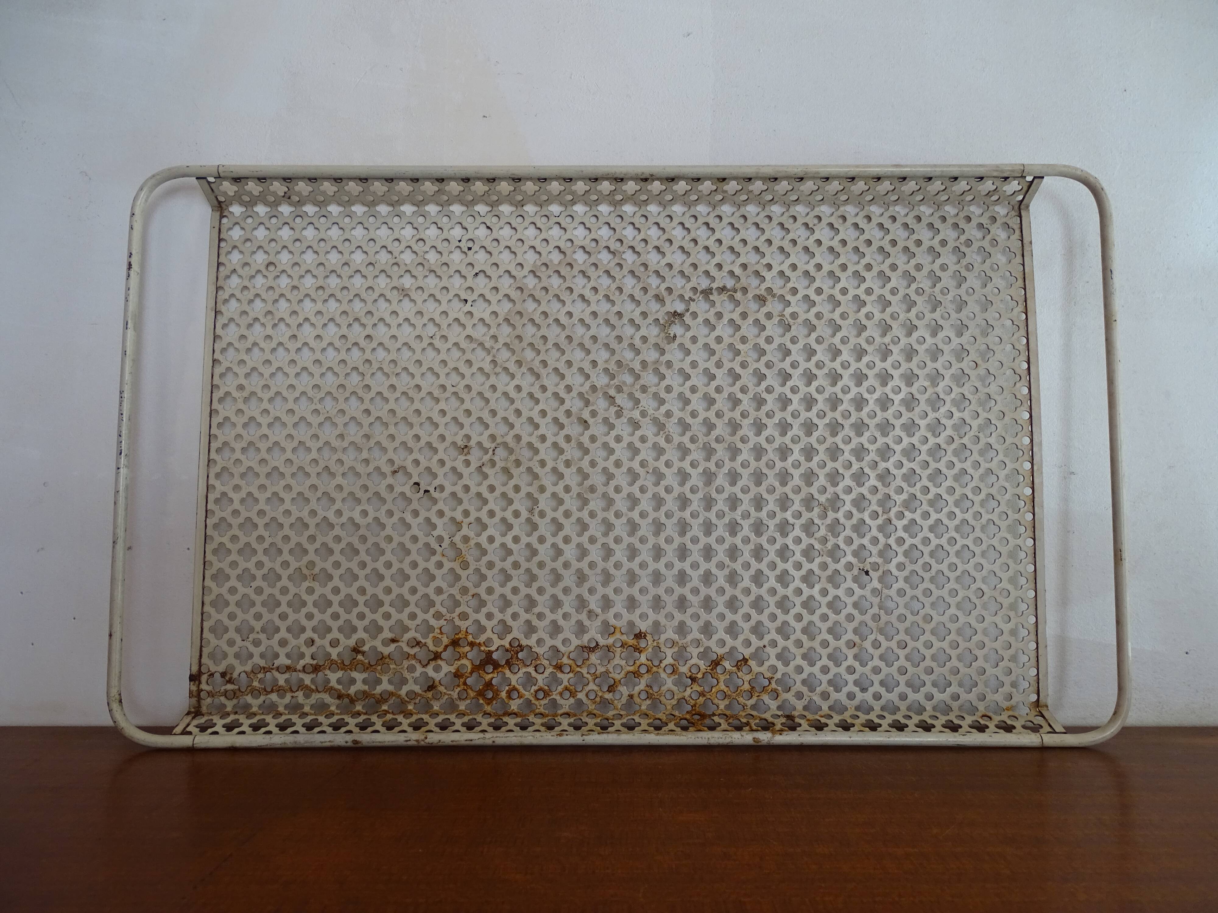 White perforated metal tray Mathieu Mategot design 1950 - To renovate