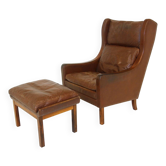 Fauteuil scandinave en cuir, Danemark, 1960