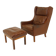 Scandinavian leather armchair, Denmark, 1960