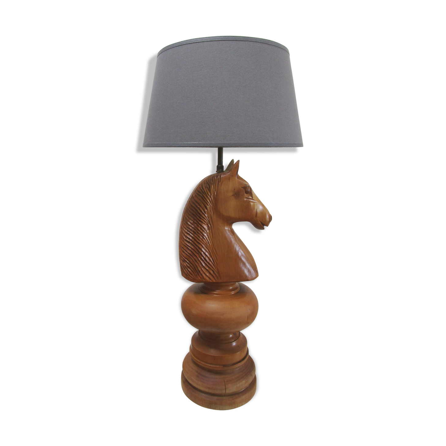 Lamp horse rider chess solid wood turned vintage