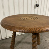 Wooden side table, turned wooden leg