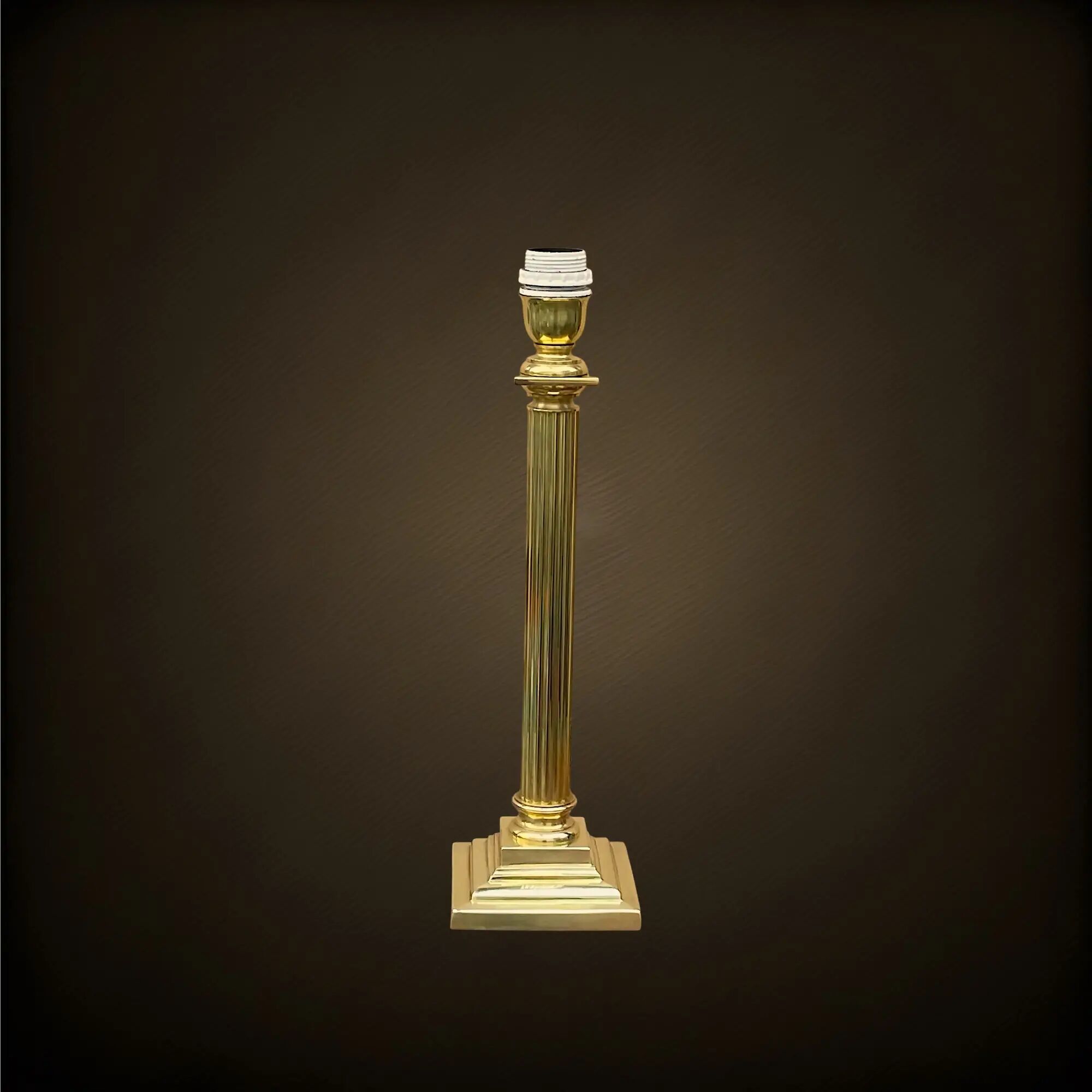 Neoclassical lamp base with fluted column in polished solid brass – 1960s-70s