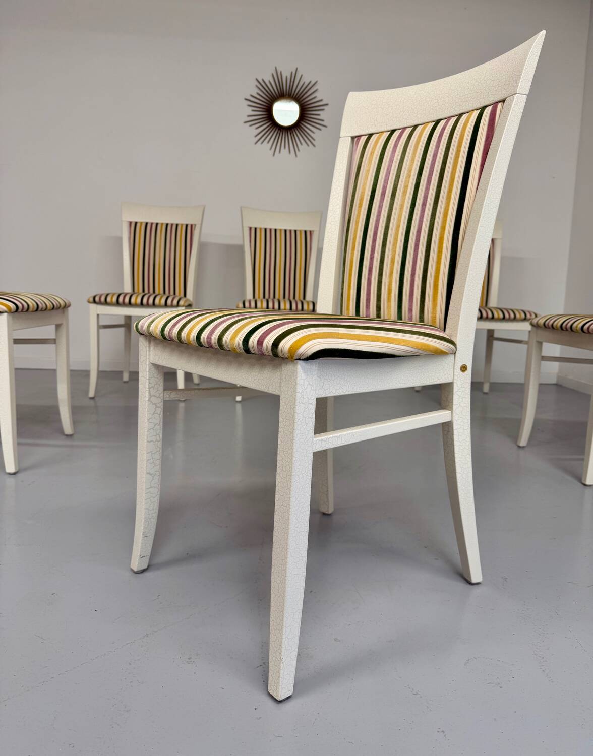 6 thonet gebruder designer chairs with crackle lacquer finish, 1980s vintage