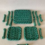 Ensemble de table en Barbotine tressée de Vallauris vert
