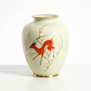 40s porcelain vase with handpainted wildlife motifs from PMR Bavaria Jaeger