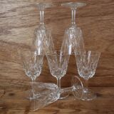 Set of 6 Arlequin white wine glasses in Reims crystal glass 1950