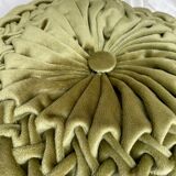 Vintage round pleated velvet cushion
