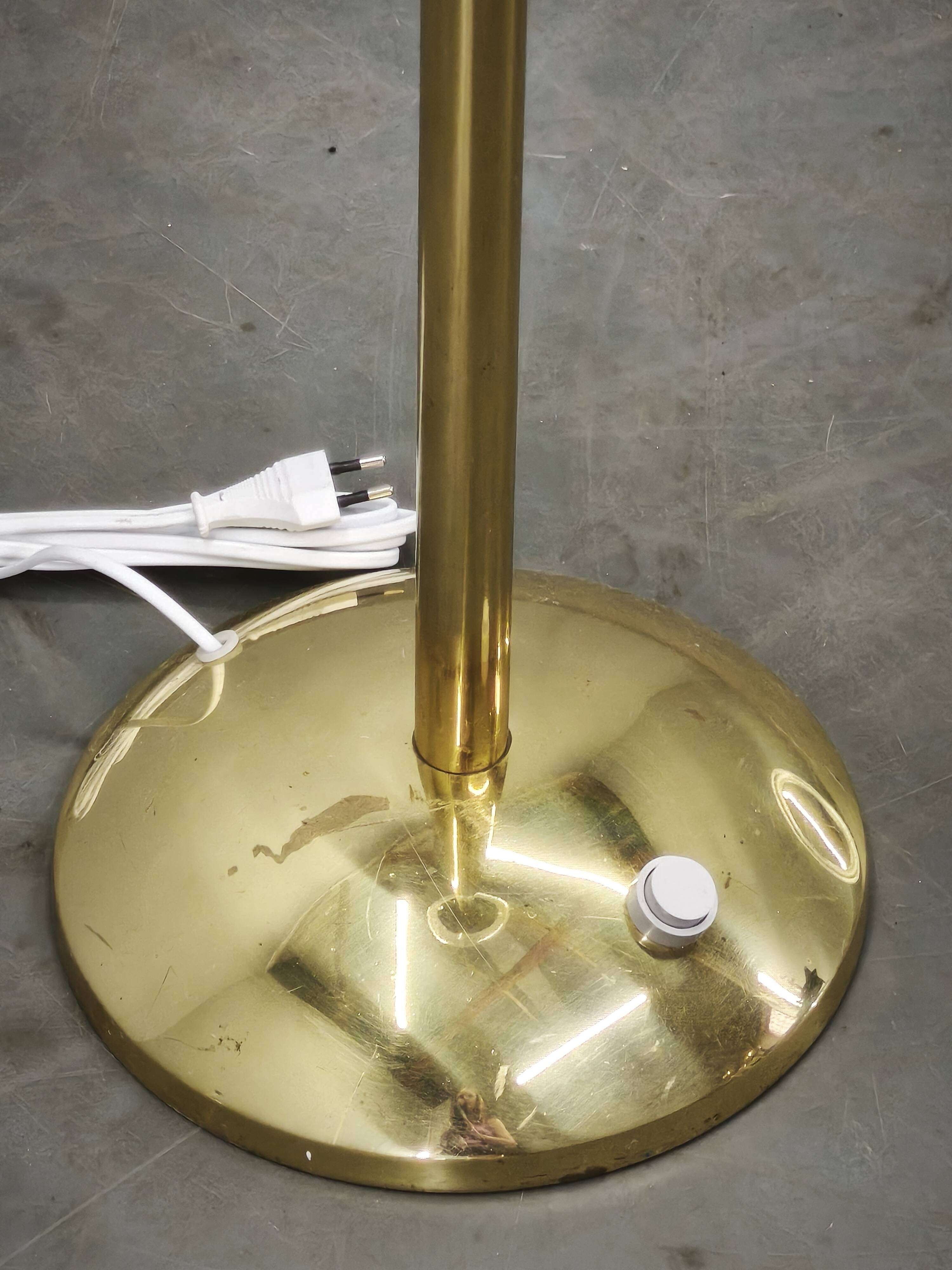 Space Age Bubble Glass and Brass Floor Lamp, Czechoslovakia, 1970s
