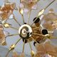 Murano Vintage Ceiling Light Orange Iridescent Flowers, 1970s