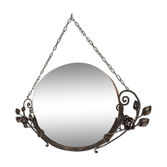 Miroir fer martelé art déco