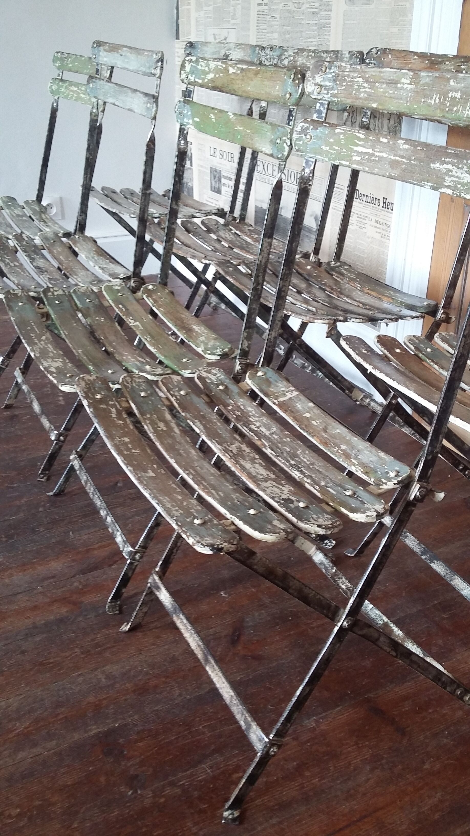 Set of 8 folding bistro / garden chairs fermob 1950