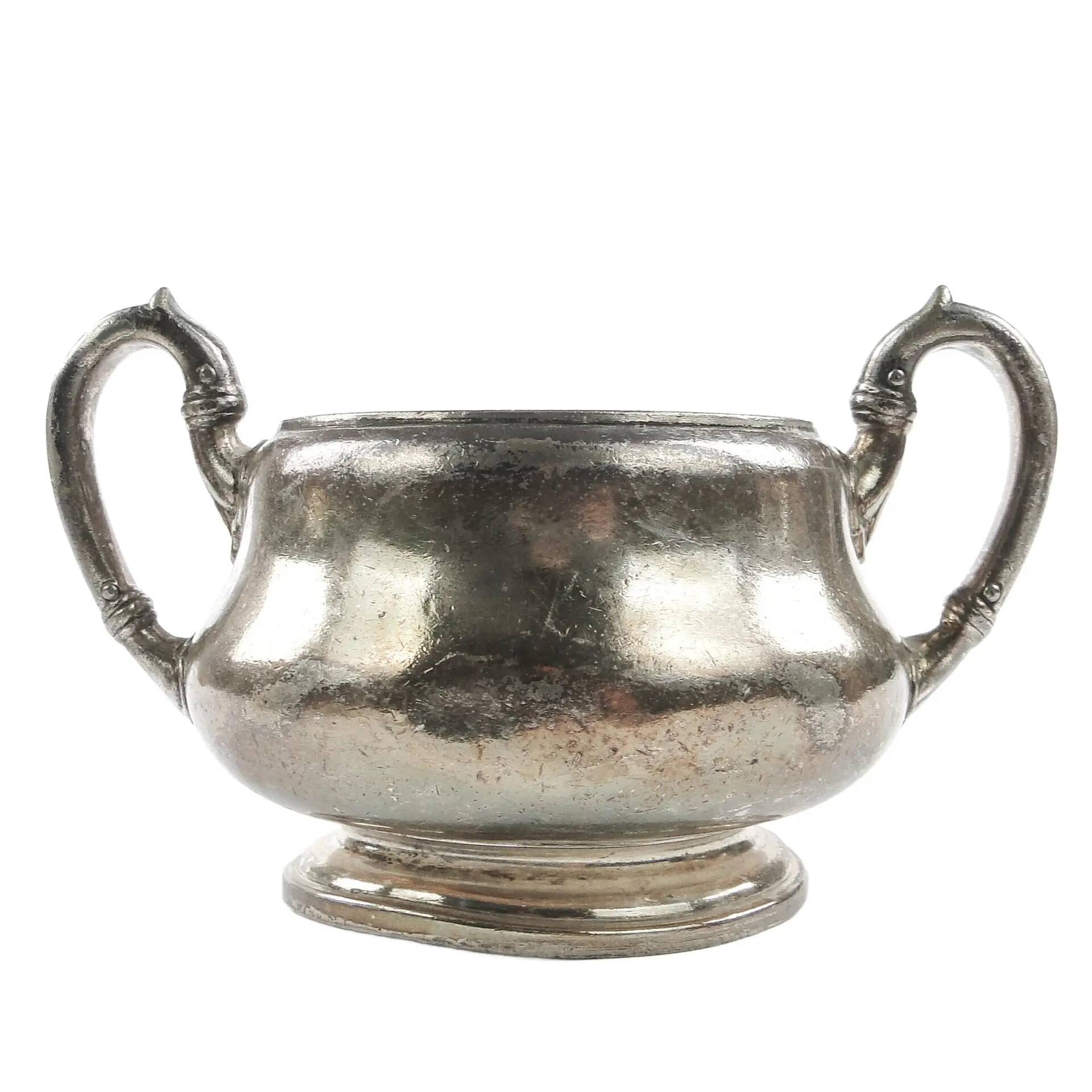 Art Nouveau sugar bowl, silver-plated brass, Germany, early 20th century