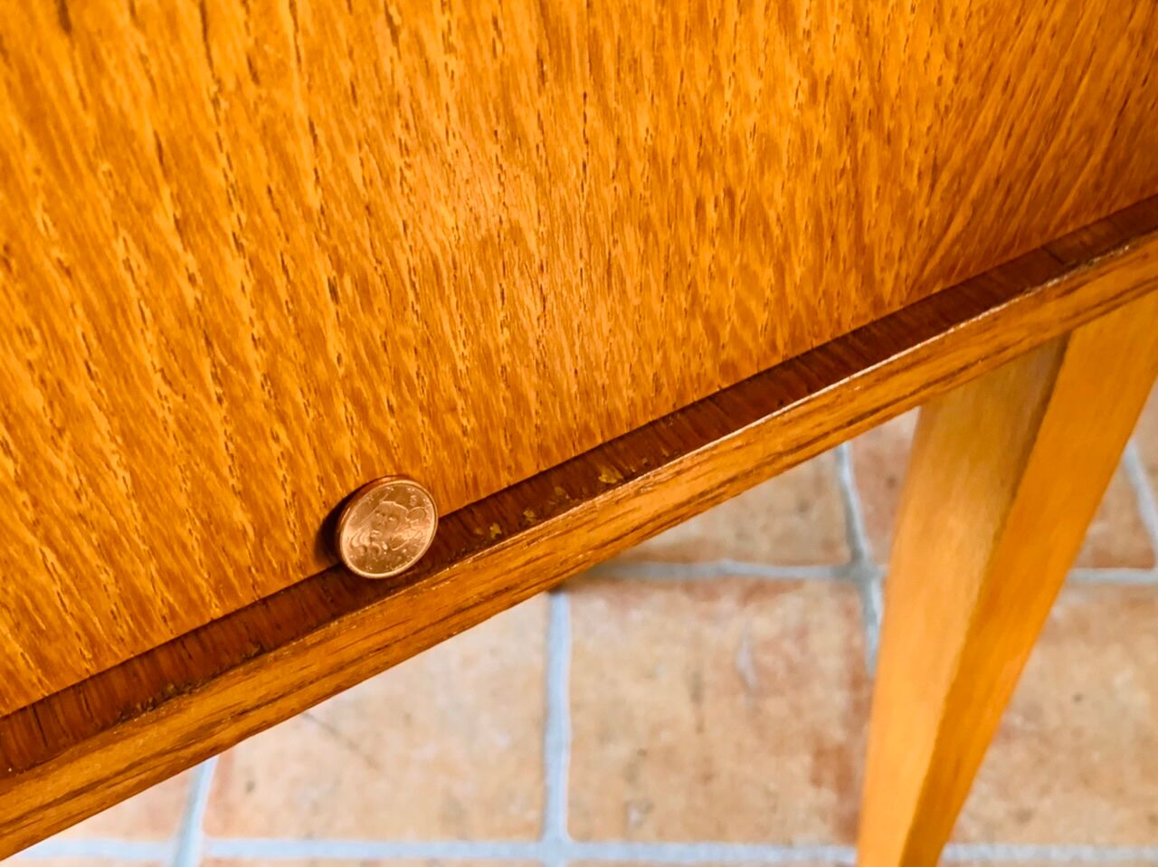 Vintage bedside table on compass legs, 1950 ́s