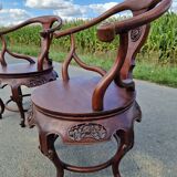 Pair of antique Chinese carved mahogany armchairs, circa 1960s