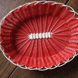 Vintage scoubidou white red basket
