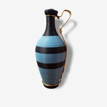 Elegant vase scoubidou noire et bleue